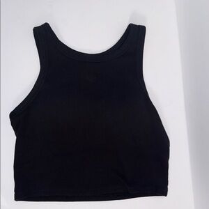 Uniqlo Black Ribbed Cropped Tank Top with Shelf Bra Women’s Size M